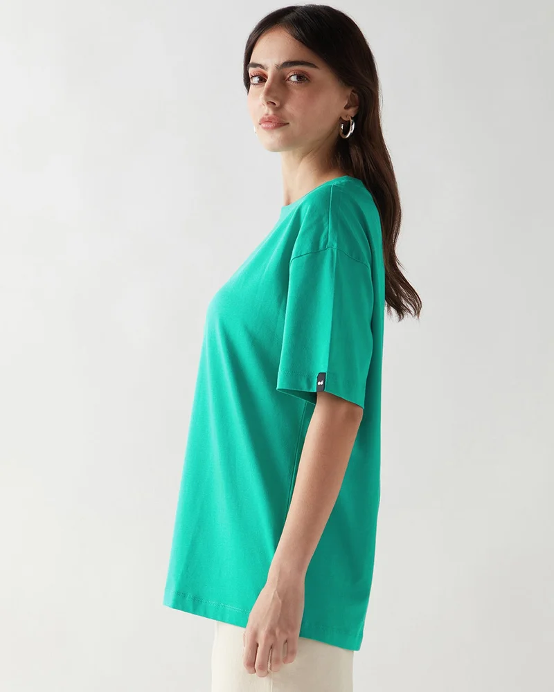 bewakoof Women's Green Oversized T-shirt